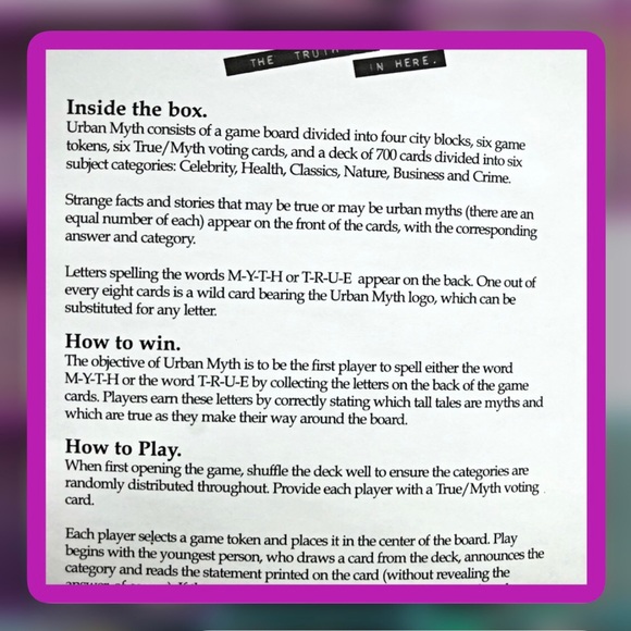 Lightly Used Board Game: URBAN MYTH    Ages 12+, 2+ players - Picture 7 of 7